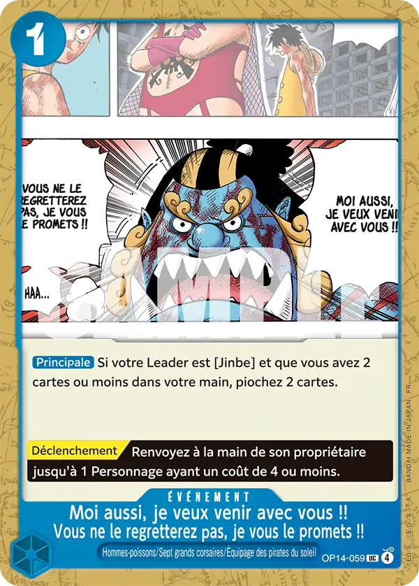 Moi aussi, je veux venir avec vous !! Vous ne le regretterez pas, je vous le promets !! N°OP14-059 — OP-14 — Japonais
