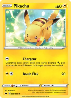 Pikachu 065/202 — Épée et Bouclier — Français — Reverse
